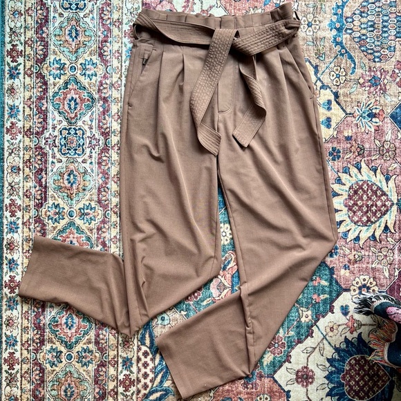 Athleta Pants - Athleta Brown Skyline Plaid trouser pant with Paper-Bag Waist, size 4 tall